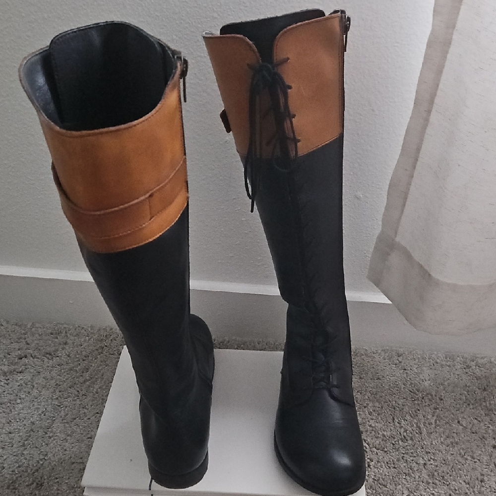 Birkenstock Black and Tan Lace Up Boots